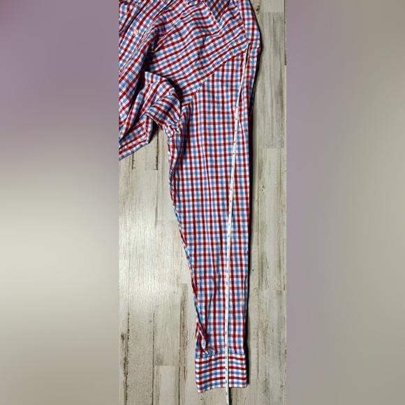 Tailorbyrd Mens Dress Shirt 2XLT Flip Cuff Long Sleeve Red Blue Button Up - Picture 8 of 14